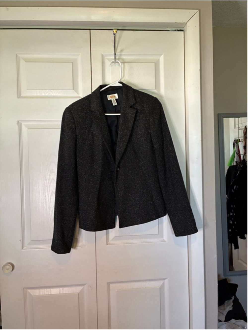 Talbots Black White Speckled Blazer Size 8